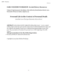 Personal Life in the Context of Personal Death