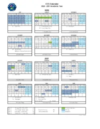 2021 CCS Calendar 2020