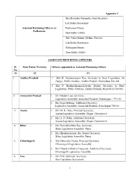 Appendix-I Assistant Returning Officers at Parliament Shri Ravindra