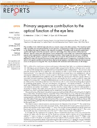Primary Sequence Contribution to the Optical Function of the Eye Lens