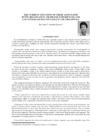 The Current Situation of Crime Associated with Urbanization: Problems Experienced and Countermeasures Initiated in the Philippines