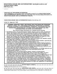 These Highlights Do Not Include All the Information Needed to Use BENZHYDROCODONE and ACETAMINOPHEN TABLETS Safely and Effectively