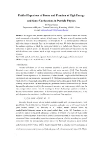 Unified Equations of Boson and Fermion at High Energy and Some