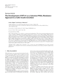 Approach to a Safer Insulin Sensitizer