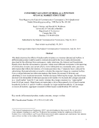Consumer Valuation of Media As a Function of Local Market Structure1