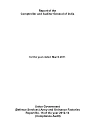 (Defence Services) Army and Ordnance Factories Report No