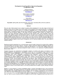 Development of Spelling Skills in Spanish Orthography: a Longitudinal Study