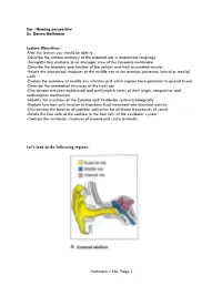 Ear, Page 1 Lecture Outline