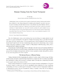 Human Cloning from the Taoist Viewpoint