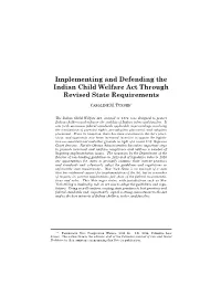 Implementing and Defending the Indian Child Welfare Act Through Revised State Requirements