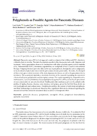 Polyphenols As Possible Agents for Pancreatic Diseases