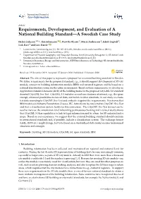 Requirements, Development, and Evaluation of a National Building Standard—A Swedish Case Study