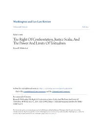 The Right of Confrontation, Justice Scalia, and the Power and Limits of Textualism, 48 Wash
