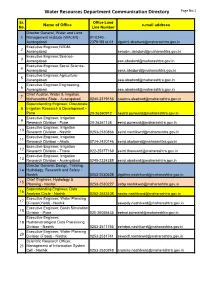 Water Resources Department Communication Directory Page No:1