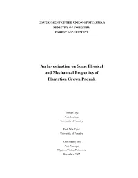 An Investigation on Some Physical and Mechanical Properties of Plantation Grown Paduak