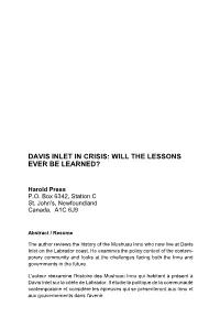 Davis Inlet in Crisis: Will the Lessons Ever Be Learned?