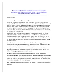 Today We Are Unified in Calling on Residents and Visitors to Our