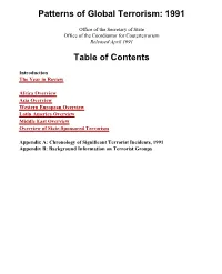 U.S. Department of State, 1991 Patterns of Global Terrorism