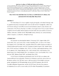 AACAP Practice Parameters for Cultural Competence