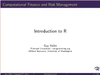 Introduction to R for Finance