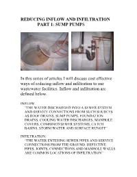 Reducing Inflow and Infiltration Part 1: Sump Pumps