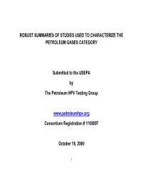Robust Summary for Petroleum Gases