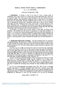 SERIAL RINGS with KRULL DIMENSION by A