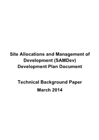 Site Allocations and Management of Development (Samdev) Development Plan Document Technical Background Paper March 2014