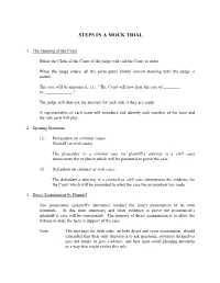 Steps in a Mock Trial