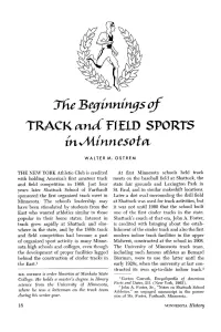 The Beginnings of Track and Field Sports in Minnesota