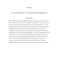 Abstract Effects of Training in Vocalises on Singing
