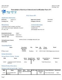 Description of Services Ordered and Certification Form 471 FCC