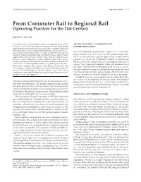 From Commuter Rail to Regional Rail Operating Practices for the 21St Century