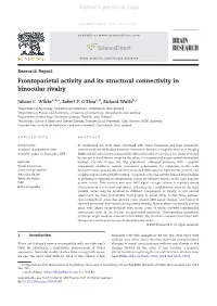 Frontoparietal Activity and Its Structural Connectivity in Binocular Rivalry