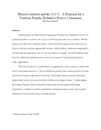 Mixed Contracts and the UCC: a Proposal for a Uniform