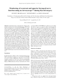 Monitoring of Recurrent and Superior Laryngeal Nerve Function Using an Airwayscope™ During Thyroid Surgery