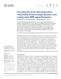 1 Decoding the Brain State-Dependent Relationship Between Pupil