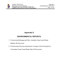 Appendix D ENVIRONMENTAL REPORTS