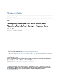 Defining Computer Program Parts Under Learned Hand's Abstractions Test in Software Copyright Infringement Cases