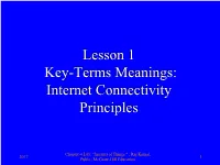 Lesson 1 Key-Terms Meanings: Internet Connectivity Principles