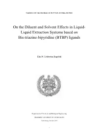 Liquid Extraction Systems Based on Bis-Triazine-Bipyridine (BTBP) Ligands