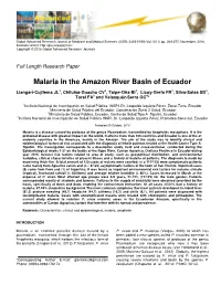 Malaria in the Amazon River Basin of Ecuador