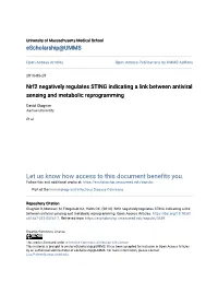 Nrf2 Negatively Regulates STING Indicating a Link Between Antiviral Sensing and Metabolic Reprogramming