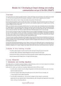 Overview Outputs of This Training Module Course Materials