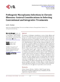 Pathogenic Mycoplasma Infections in Chronic Illnesses: General Considerations in Selecting Conventional and Integrative Treatments