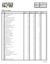 PSP Price Guide