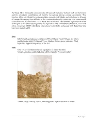 1 | Page As Texas A&M University Commemorates 50 Years Of