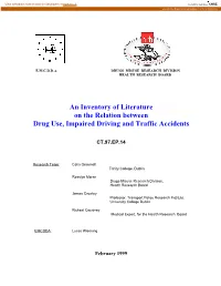 An Inventory of Literature on the Relation Between Drug Use, Impaired Driving and Traffic Accidents