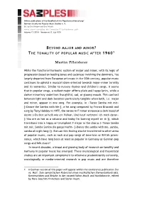 Beyond Major and Minor? the Tonality of Popular Music After 19601
