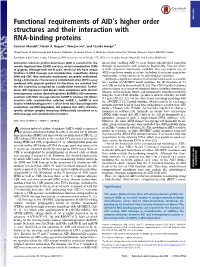 Functional Requirements of AID's Higher Order Structures And
